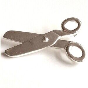 Hair Stylist Scissors Pin Brooch Pendant Necklace Silver Plated Graduation Gift